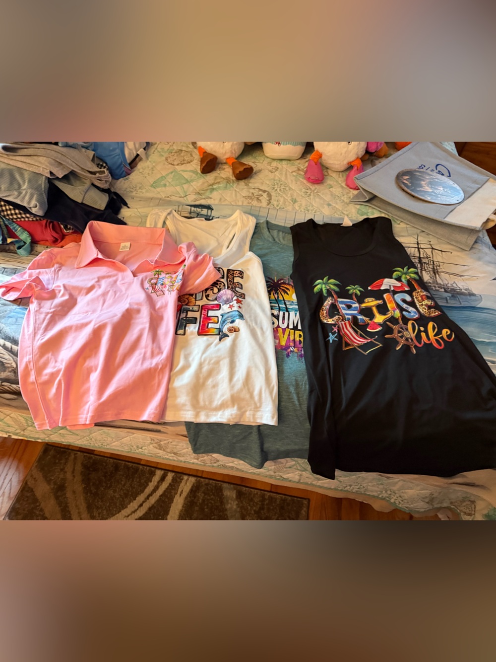 New Set of 4 Misses’ Graphic Tees/Tanks